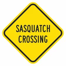 Lyle T1-1595-Eg_12X12 Sasquatch Crossing Traffic Sign, 12 In H, 12 In W,