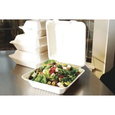 Southern Champion Tray 18905 ChampWare Molded Fiber White Clamshell Container,