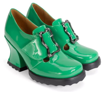 NEW SOSTA Green 10.5 John Fluevog buckle heel patent leather Retail $399
