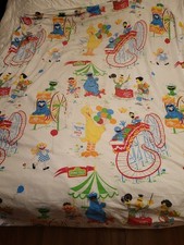 Vtg Sesame Street Sheets Full Bed Set Flat Fitted Pillowcase Circus Early 1980's