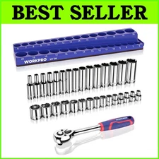 Durable 32-Pc 3/8 Drive Metric Sockets & Reversible Ratchet for Automotive Work