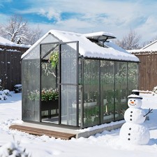Aoodor 6ft.x8ft. Aluminum Frame Polycarbonate Walk-in Greenhouse Patio Sunroom