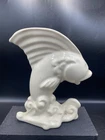 Haeger Pottery White Jumping Koi Fish Vase Planter