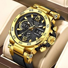 Luxury Mens Watch Quartz Diver Sport Digital Analog 5ATM Waterproof Wristwatch
