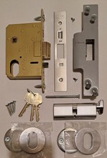 COMPLETE FRONT DOOR LOCK SET UNION OVAL THUMBTURN & ASEC Mortice Nightlatch 76mm