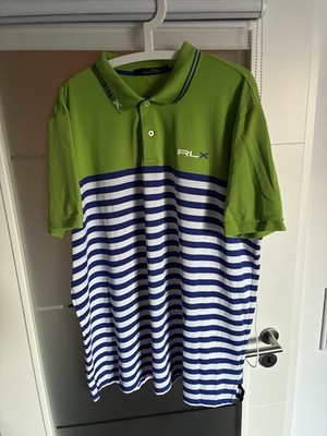 Ralph Lauren RLX Polo Shirt Poloshirt Golfshirt XXL Herren grün-weiss