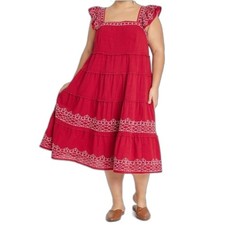 Knox Rose Red Embellished Fit and Flare Summery Boho Long Dress Size XL