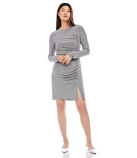 NEW KAREN KANE SILVER PLEATED  JERSEY SHEATH DRESS SIZE XL $148