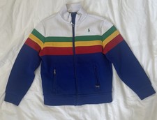 Vtg kids 90s Ralph Lauren Open Full Zip Up sport Jacket with strips size S