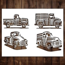 Old Truck Stencil Reusable Vintage Car 8.5 inches x 11 inches, milk white