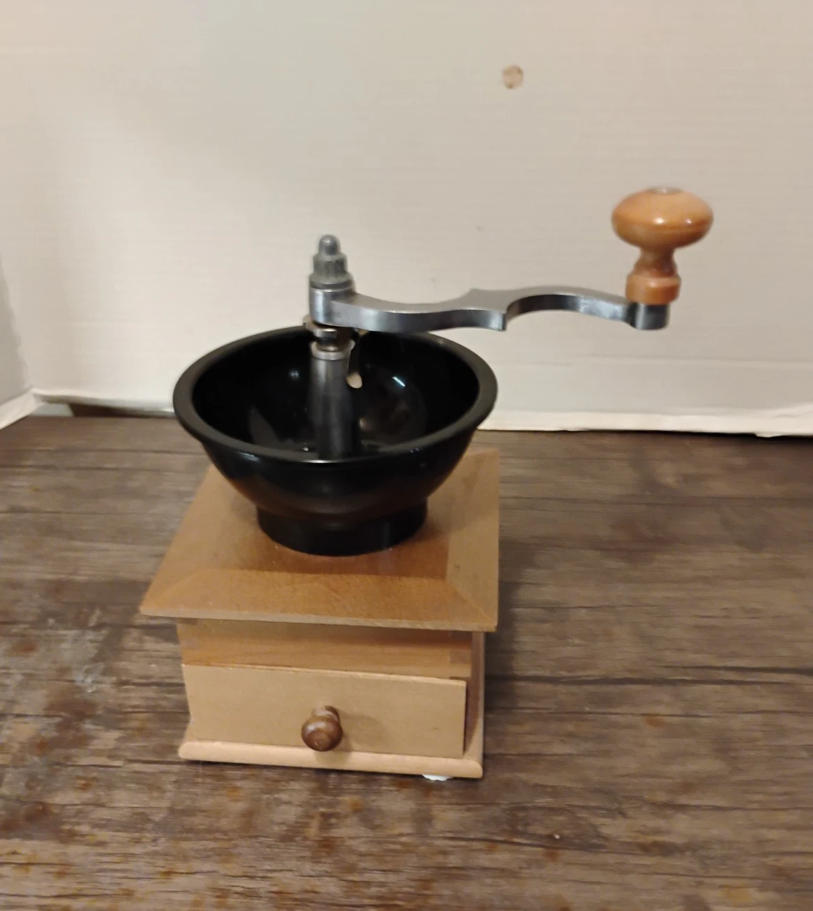 Solid Poplar Wood Coffee/Spice Grinder w/Loading Chute & Collection Drawer