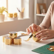 Decorative Mosaic Tiles, Light-Gold Self-Adhesive for Custom DIY Creations