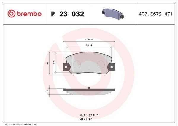 Brembo Bremsbelagsatz, Scheibenbremse P 23 032 FüR Fiat Lancia-image