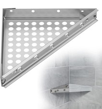 Floating Corner Shower Bench Kit 17x17x24.5 Stainless Wall Mount Seat Shelf