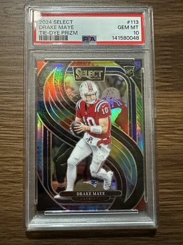2024 Panini Select - Premier Level Drake Maye Tie Dye Prizm (RC) /25 PSA 10