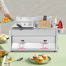 Countertop Gas Deep Fryer Propane Gas Stainless Steel Outdoor Use Round 2 Burner
