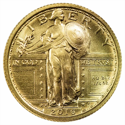 2016-W Gold Standing Liberty Centennial Quarter Dollar 1/4 oz .9999 Fine Gold