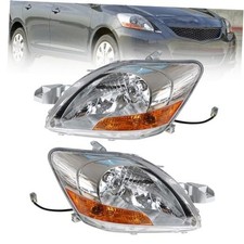 Driver and Passenger Side Chrome Housing Clear Lens Headlamp Assembly