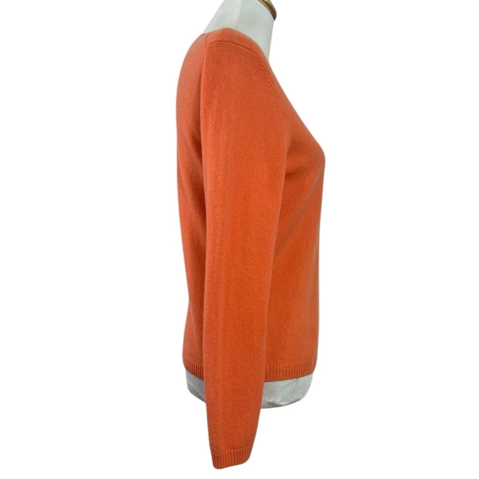 Suéter Pullover Investments Fino Cashmere Coral Naranja Cuello Redondo Talla Pequeña Foto 4 de 4