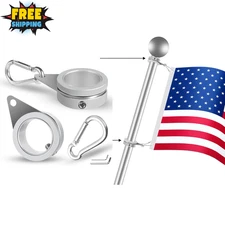 Flag Pole Rings Aluminum 360° Rotating Anti-Wrap Clips for 0.75-1.02" Flagpole 2