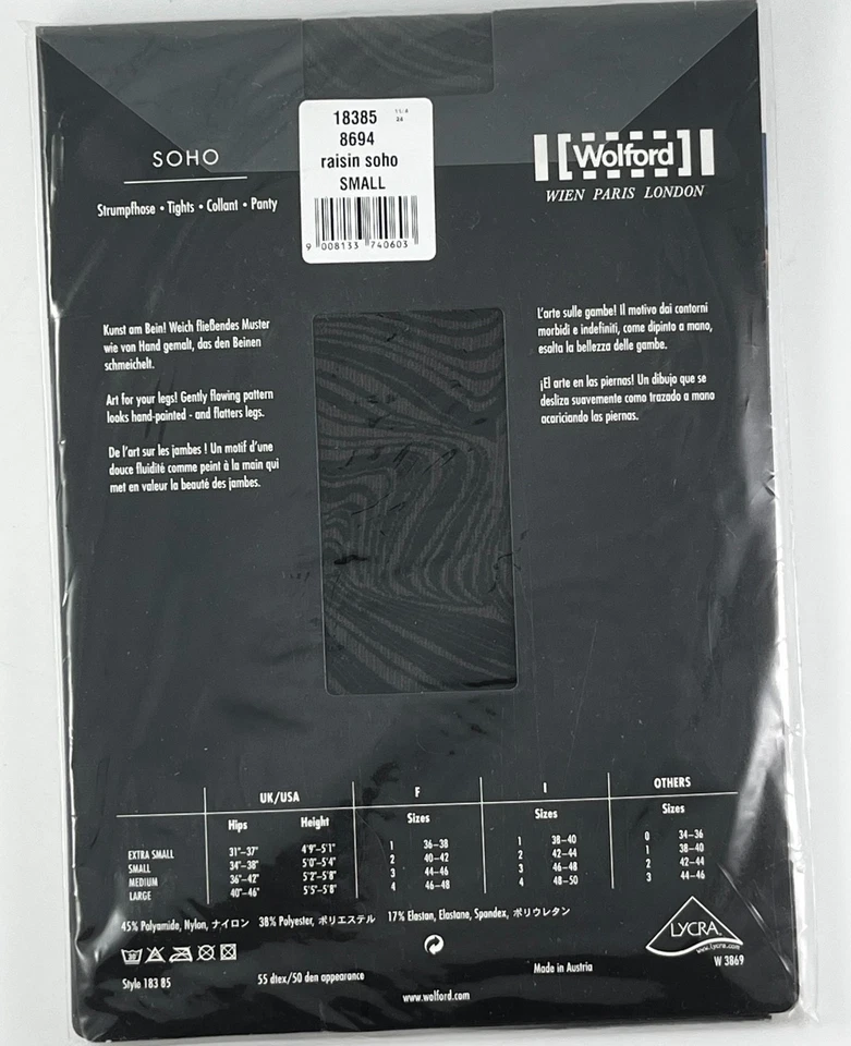 Medias Wolford SOHO Negras Pasas S Pequeñas Nuevas en Paquete Foto 2 de 2