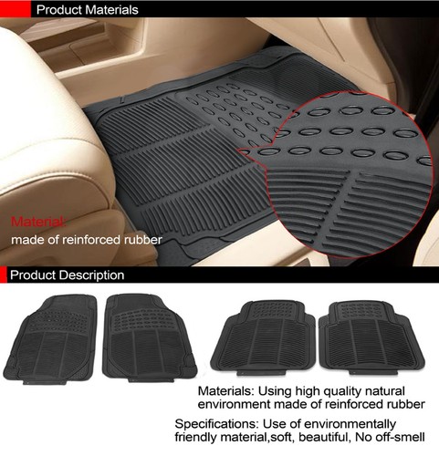 Universal Front & Rear Rubber Carpet Waterproof 4pcs Floor Mats Trim-able Custom - Bild 4 von 6
