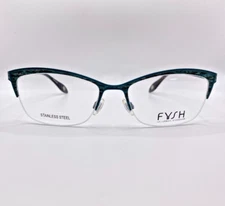 FYSH UK 3619 879 Turquoise Metal Semi Rimless Optical Eyeglasses Frame 56-18-135