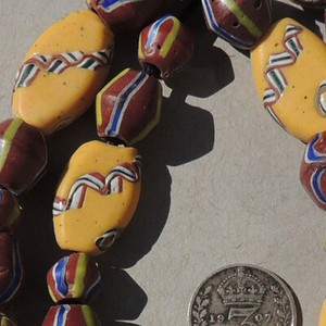 11-old-antique-venetian-tabular-26-bicone-fancy-beads-african-trade-1810