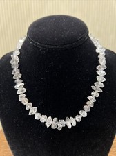 New 100 Natural Smoky Herkimer Diamond Necklace 16  Sparkly Large Diamonds