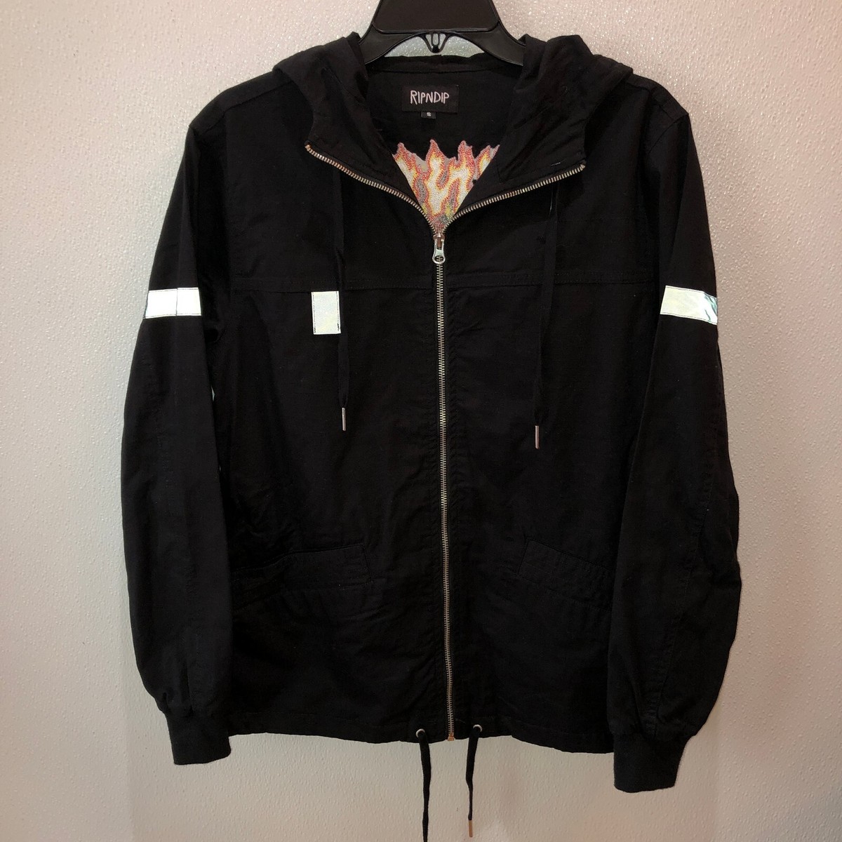 Ripndip Small Black Inferno Flame Skull Full Zip Hood Cotton
