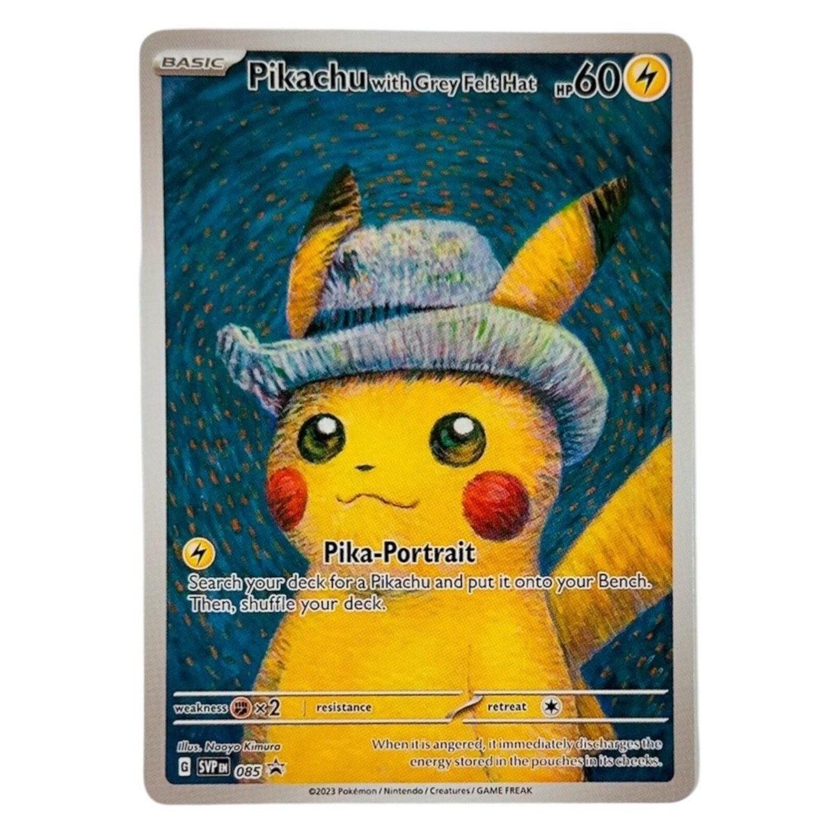 Pikachu Van Gogh Portrait Gray Hat Custom Fan Art Paper Card for