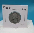 1936-D Washington Quarter 25 Cent COIN Silver / Fine (#52)