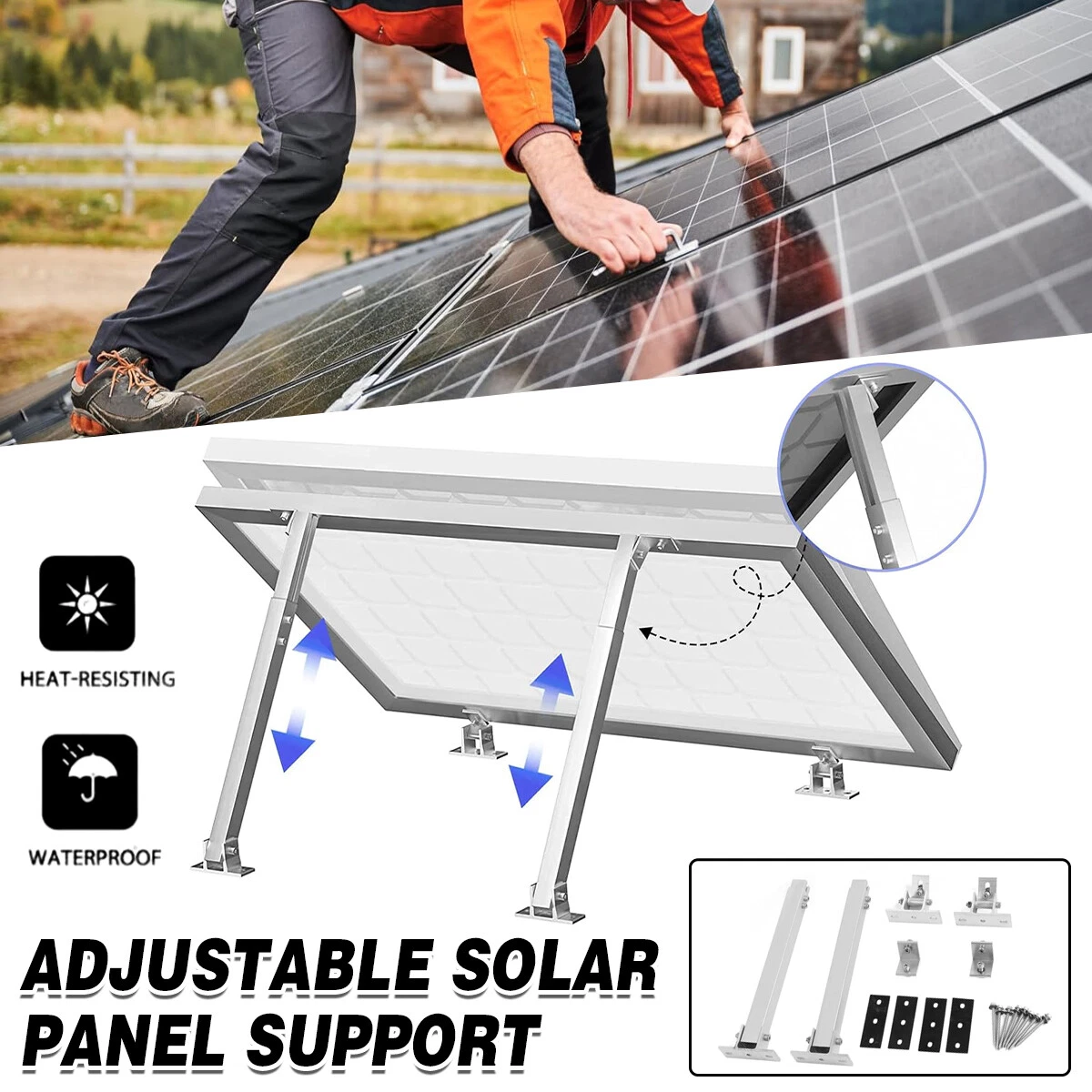 Solar Panel Mounting Brackets Flat Roof Tilt Mount Aluminum Adjustable Bracket