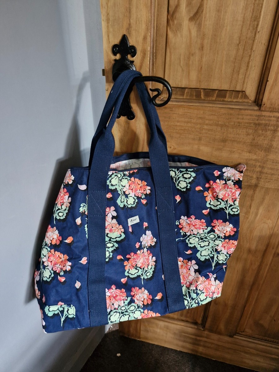 Cath Kidston Weekend Overnight Night Bag Navy Pink Geraniums New
