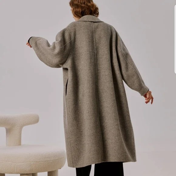 NWT NAP Loungewear Oversized Soft Wool Alpaca Blend Coat Silver