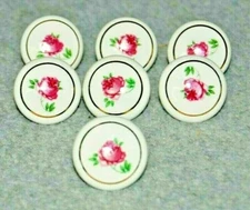7 Belwith Hickory Hardware 1.25" Diameter White English Cozy Knob Pink Flower