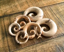 PAIR Tamarind Wood Spiral Tapers Organic Plugs Tunnels Earlets Gauges