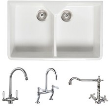 Astini Belfast 800 2.0 Bowl White Ceramic Kitchen Sink & Chrome Waste
