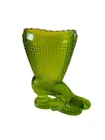 Fenton Glass Boot Shoe Heel Slipper figurine Boyds Westmoreland vtg Olive Green