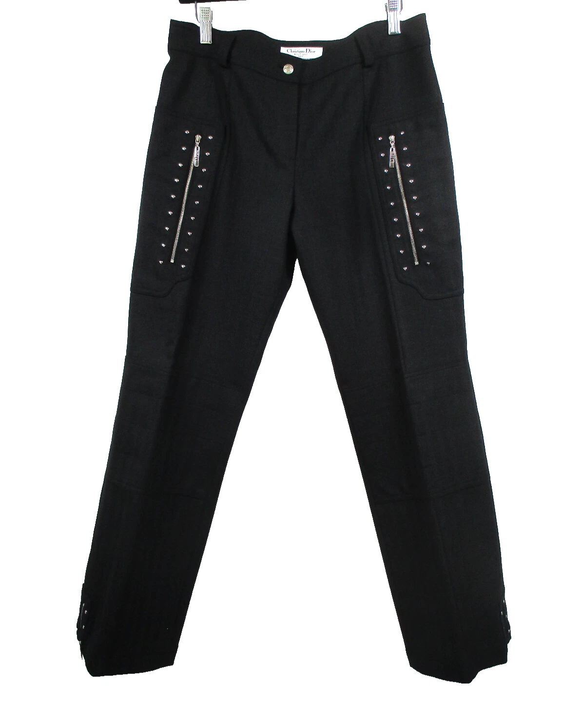 Pantaloni neri vintage Christian Dior boutique borchie zip taglia 10 US