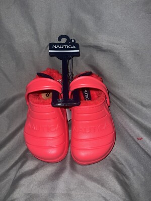 Little Boys Red Mono Shearling River Reese Nautica Clog Size 8