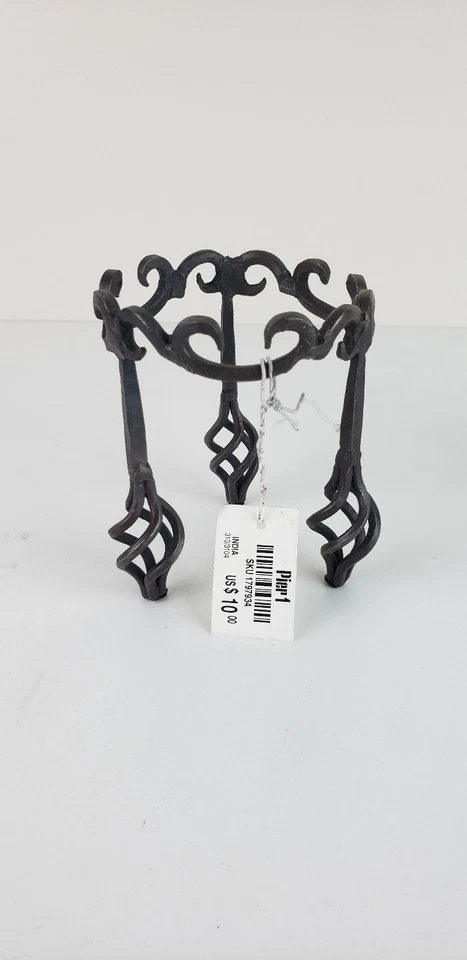 2 Metal Candle Holder Stand Decor 3" Tall Bohemian Industrial Rustic Styled - Image 3 of 4