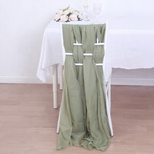 5 Dusty Sage Extra Wide Premium Chiffon CHAIR SASHES Bows Ties Wedding