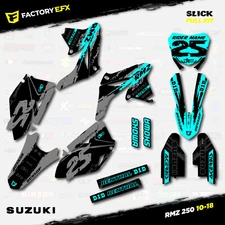 Gray Cyan Slick Racing Graphics Kit fits 10-18 Suzuki RMZ250 Decal RMZ 250
