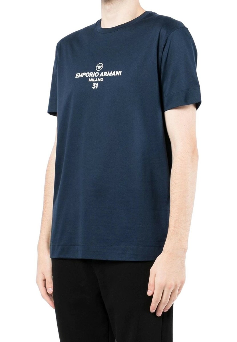 Tシャツ・カットソー EMPORIO ARMANI Men T-shirt Blue EM000943AF10762 FB232 NWT EMPORIO ARMANI BLUE T-SHIRT WITH PRINT 3L1TCP 1JSAZ | eBay