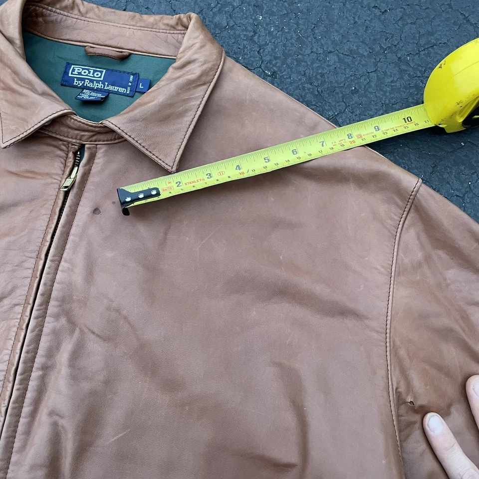 Chaqueta Coach Vintage Polo Ralph Lauren Cuero Genuino Marrón Camel Para Hombre Grande Foto 4 de 4