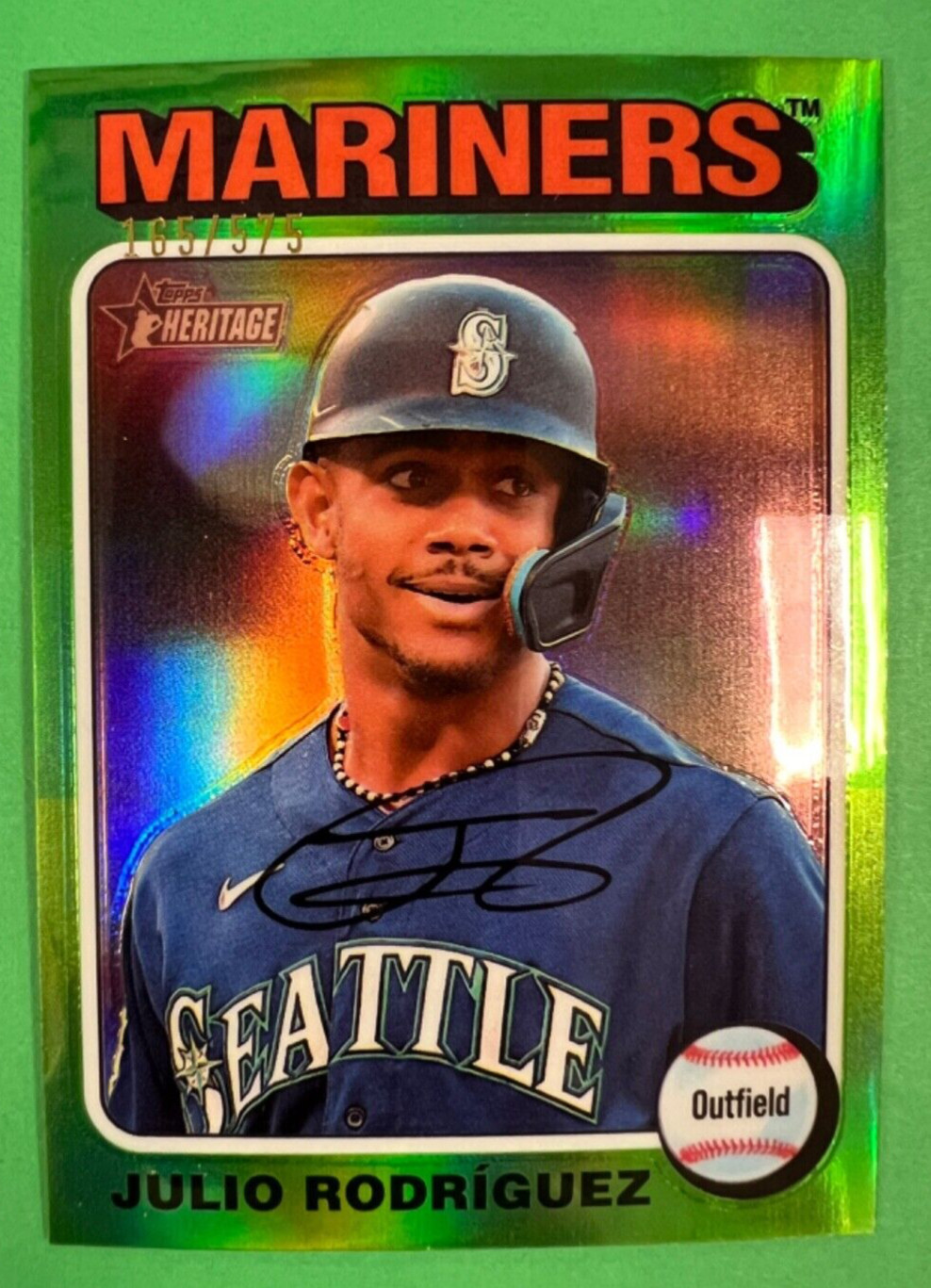 2024 TOPPS HERITAGE JULIO RODRIGUEZ MARINERS CHROME REFRACTOR #ED 165/575