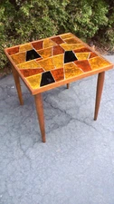 Mid Century Modern Vintage Georges Briard Jon Martin Orange Glass Mosaic Table