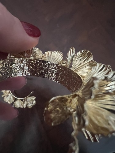 Zara Hoop Flower Earrings Gold Floral Open Stud Boho Garland Retro - Picture 9 of 9