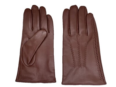 Men's SHEEPSKIN leather Braided winter gloves w/ Cashmere lining (#101)